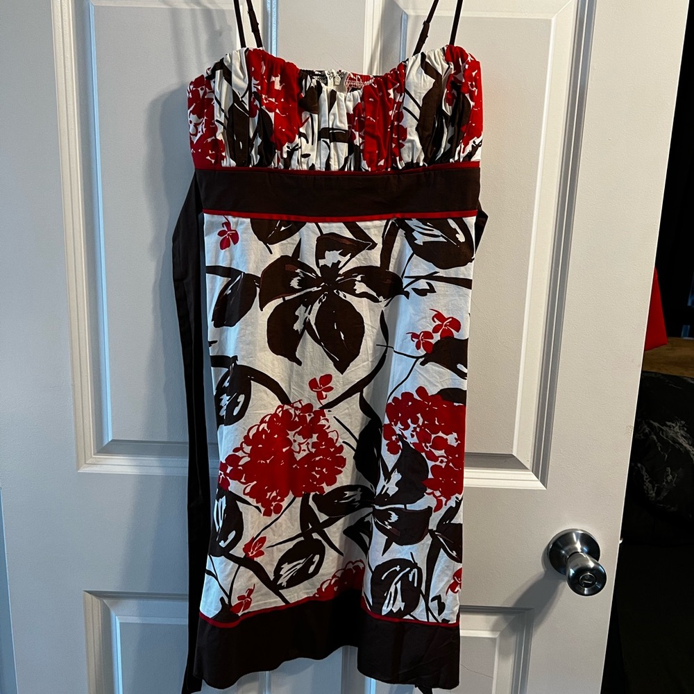 Brown and red flower summer dress